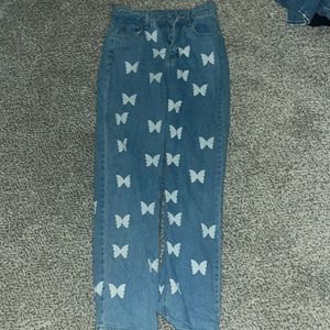 light blue jeans with butterfly’s size S